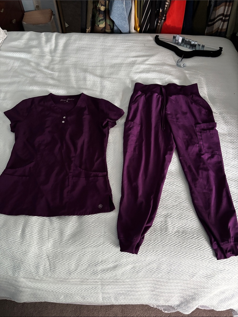 Unbranded Women’s Deep Purple Scrub Top and Jogger Set